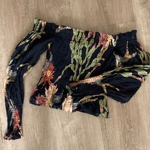 All Saints Lara Nolina Smocked Off The Shoulder Top In Black